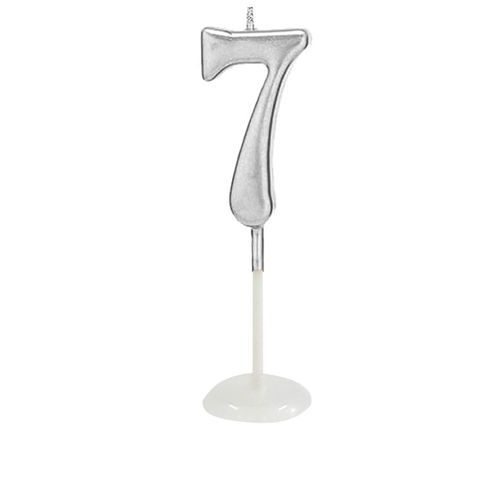 KÜÇÜK BOY 7 RAKAM GÜMÜŞ MUM 8CM PK:100 KL:1000