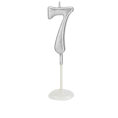KÜÇÜK BOY 7 RAKAM GÜMÜŞ MUM 8CM PK:100 KL:1000