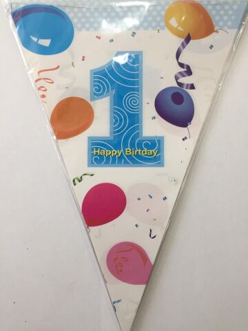 HAPPY BİRTHDAY MAVİ ÜÇGEN FLAMA