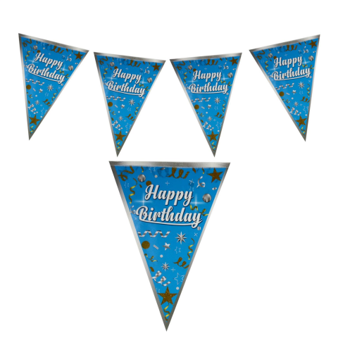 HAPPY BİRTHDAY MAVİ ÜÇGEN FLAMA