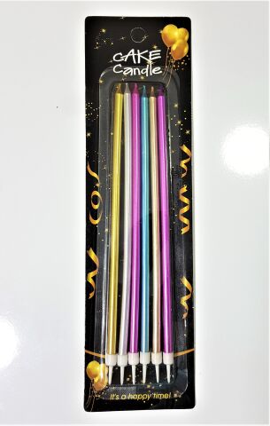 6 LI İNCE UZUN RENKLİ MUM 15CM