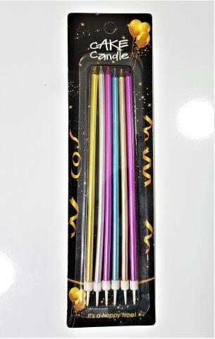 6 LI İNCE UZUN RENKLİ MUM 15CM