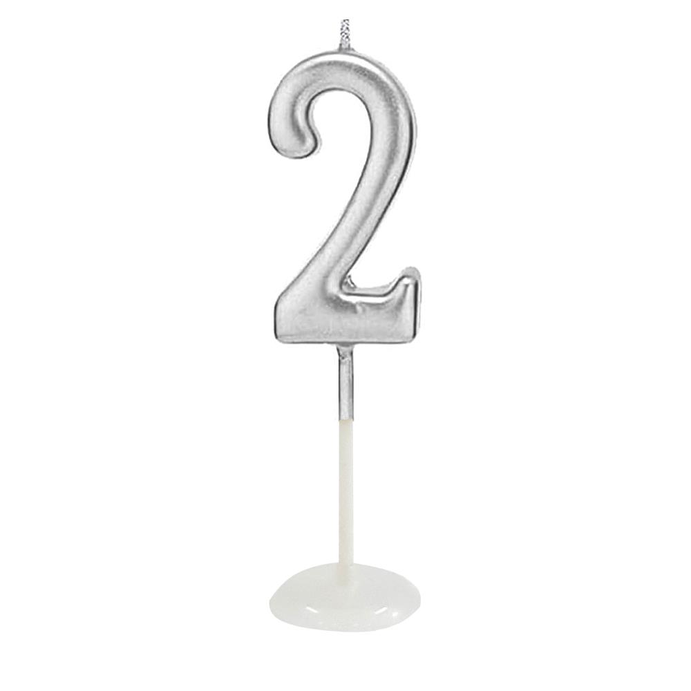 KÜÇÜK BOY 2 RAKAM GÜMÜŞ MUM 8CM PK:100 KL:1000
