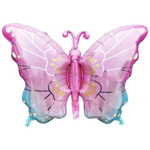 KELEBEK PEMBE-MAVİ FOLYO BALON 79*52,5