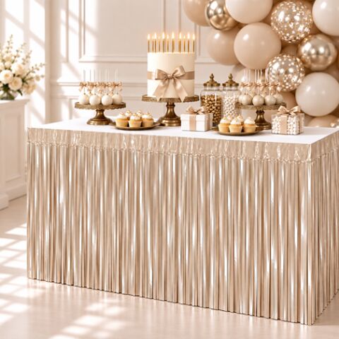 İTHAL METALİZE BEJ MASA ETEĞİ 70*300cm