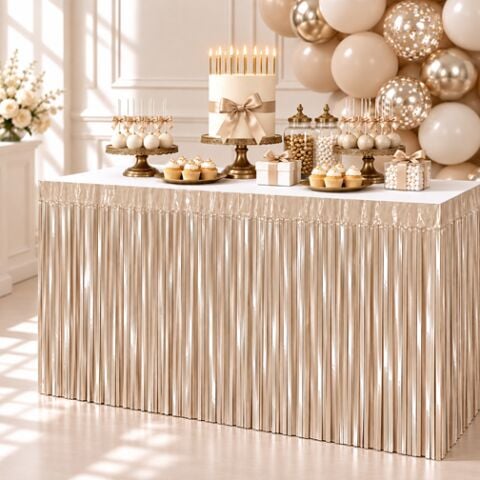 İTHAL METALİZE BEJ MASA ETEĞİ 70*300cm