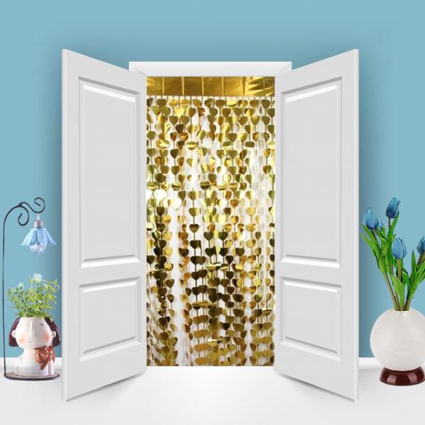 METALİZE KALP GOLD  KAPI PERDESİ 2*1m