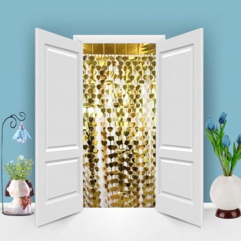 METALİZE KALP GOLD  KAPI PERDESİ 2*1m