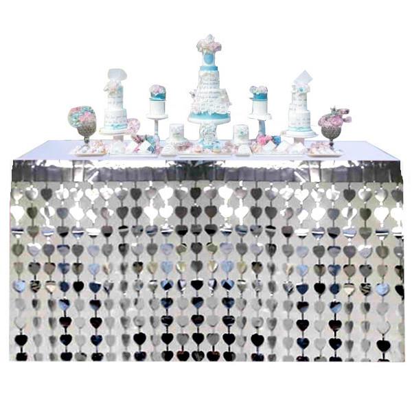 METALİZE KALP GÜMÜŞ MASA ETEĞİ 70*300cm