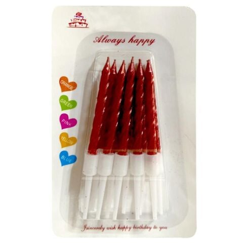 10 LU KÜÇÜK BURGULU KIRMIZI MUM 7.5 CM PK:50 KL:600