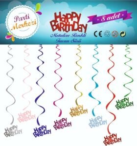 METALİZE RENKLİ HAPPY BİRTHDAY TAVAN SÜSÜ