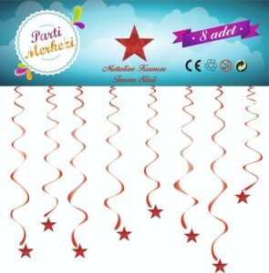 METALİZE KIRMIZI YILDIZ TAVAN SÜSÜ