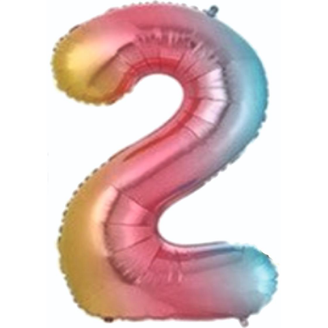 2- RAKAM 34 İNC GÖKKUŞAĞI RENK BALON 76 CM
