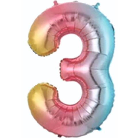3- RAKAM 34 İNC GÖKKUŞAĞI RENK BALON 76 CM