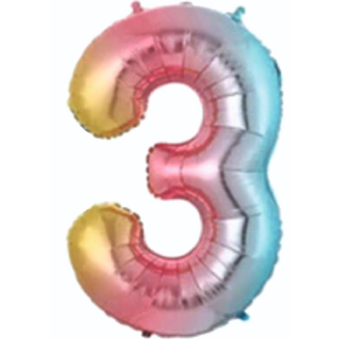 3- RAKAM 34 İNC GÖKKUŞAĞI RENK BALON 76 CM