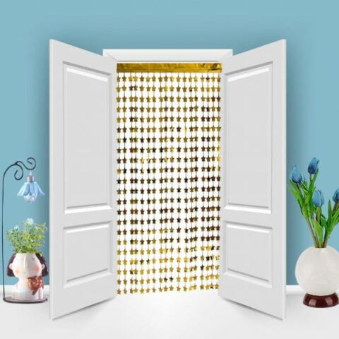 METALİZE YILDIZ GOLD KAPI PERDESİ 2*1m