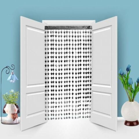 METALİZE YILDIZ GÜMÜŞ KAPI PERDESİ 2*1m