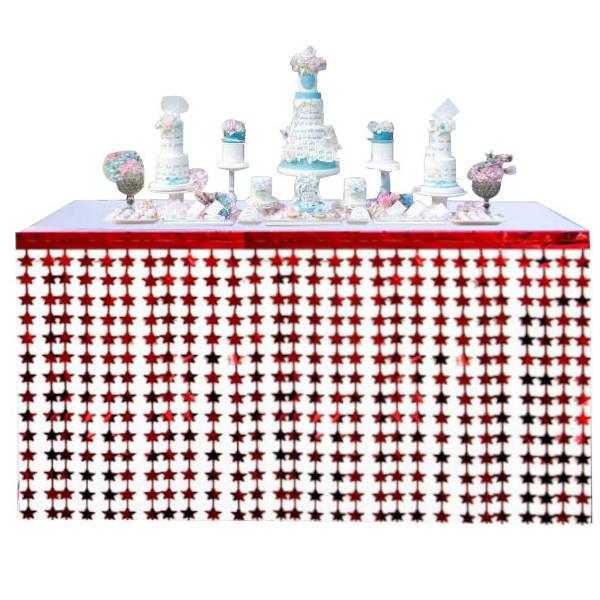 METALİZE YILDIZ KIRMIZI MASA ETEĞİ 70*300cm