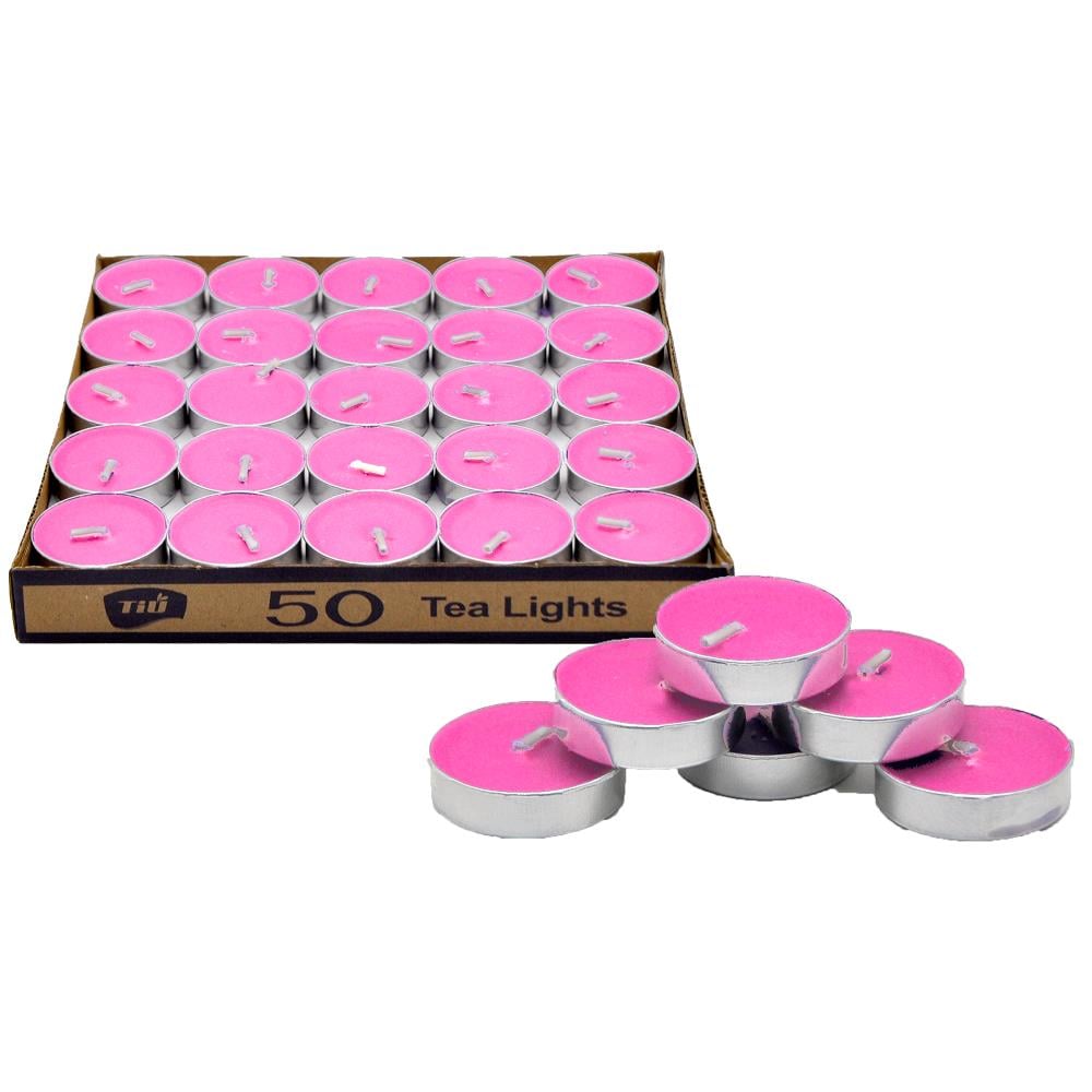 50 Lİ TEALİGT YUVARLAK PEMBE MUM KL:40