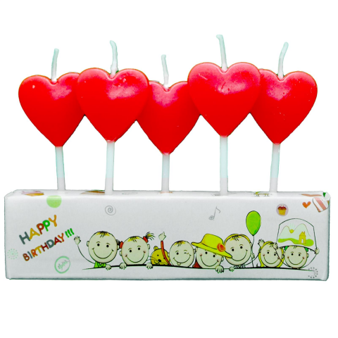 5 Lİ KALP KIRMIZI MUM PK:12