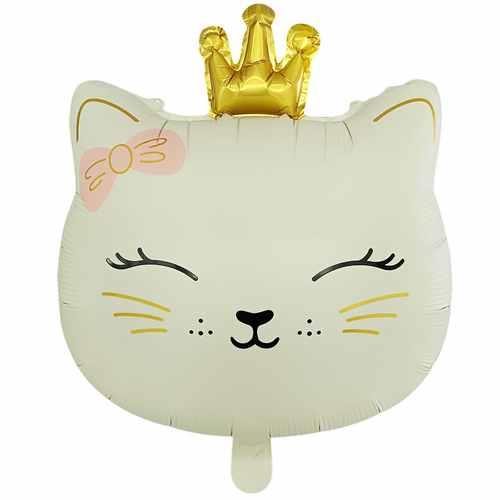 KEDİ KAFA KREM RENK FOLYO BALON 46,5*60,5
