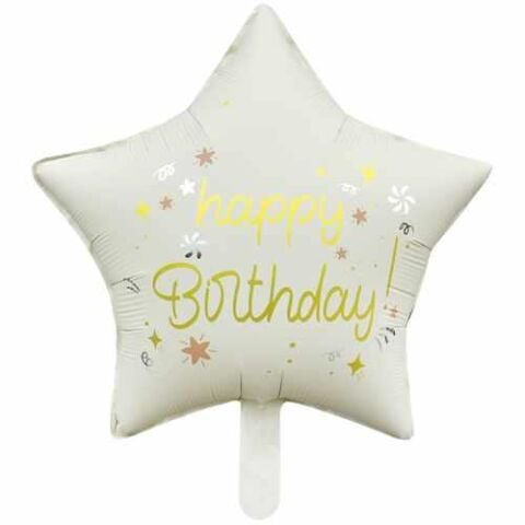 18 İNC YILDIZ HAPPY BİRTHDAY KREM FOLYO BALON  47*47