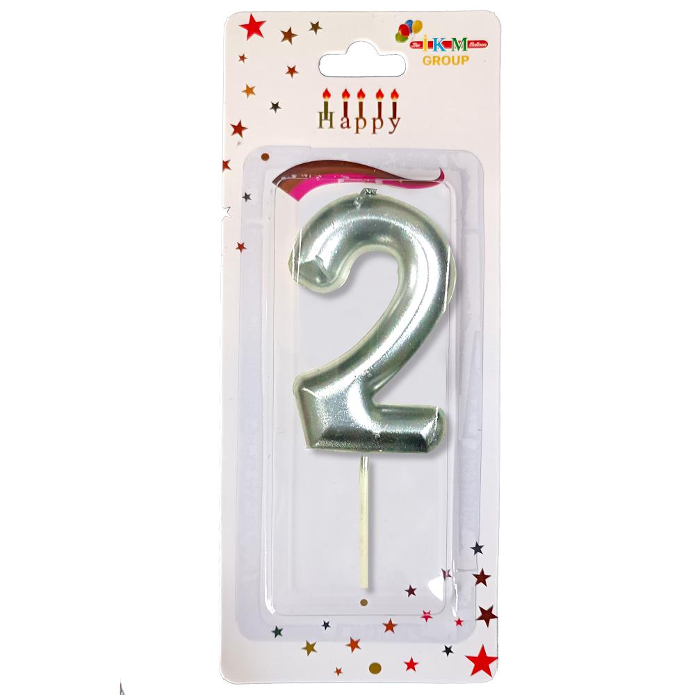 ORTA BOY 2 RAKAM GÜMÜŞ MUM 10CM PK:12 KL:600