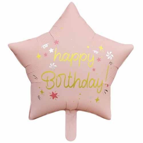 18 İNC YILDIZ HAPPY BİRTHDAY PEMBE FOLYO BALON 47*47