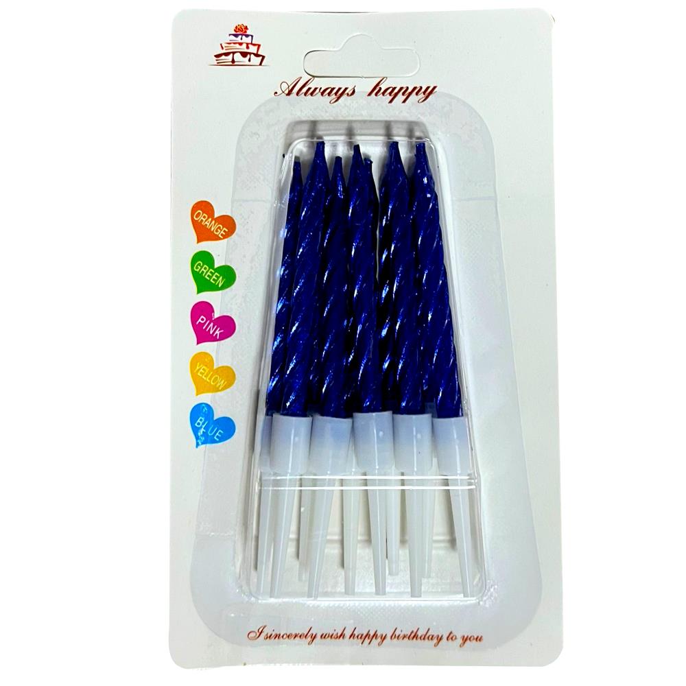 10 LU KÜÇÜK BURGULU MAVİ MUM 7.5 CM PK:50 KL:600