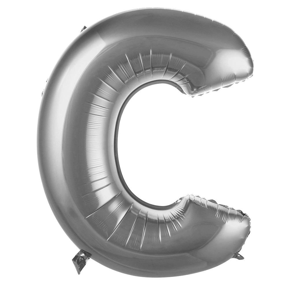 C- HARF 34 İNC GÜMÜŞ RENK BALON 76 CM