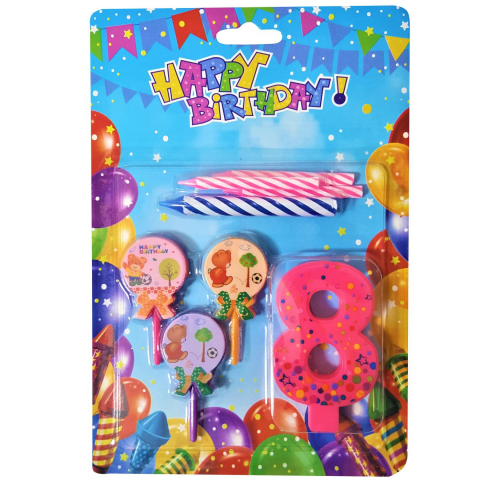 AYICIKLI PEMBE 8 RAKAM MUM