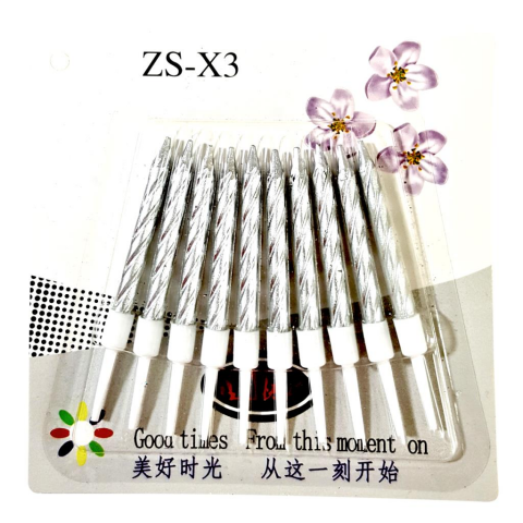 10 LU BURGULU GÜMÜŞ MUM 7.5CM PK:14 KL:420