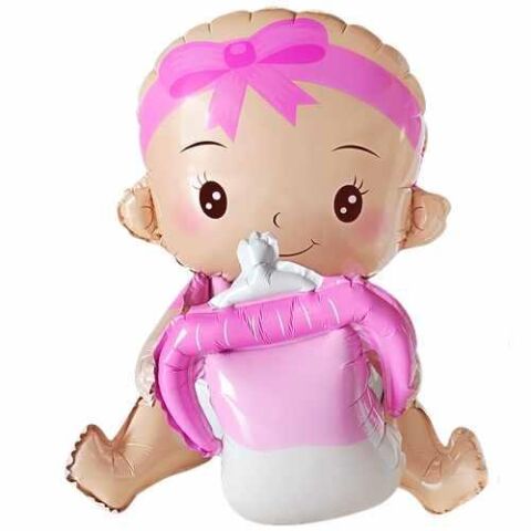BİBERONLU BEBEK PEMBE FOLYO BALON 51*54,5