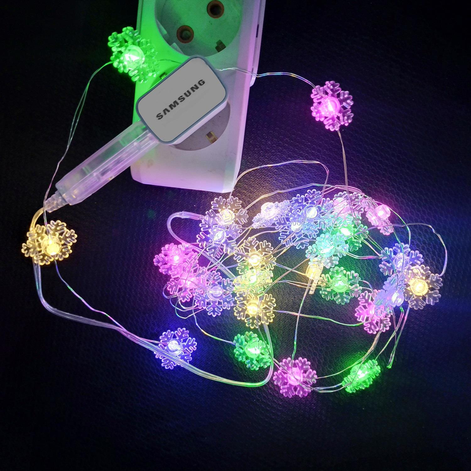 USB GİRİŞLİ YILDIZ FİGÜRLÜ FONKSİYONLU RGB 28 AMPUL TEL LED