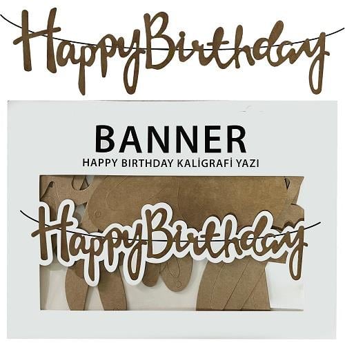 BANNER EL YAZILI HAPPY BİRTHDAY KRAFT UZAR YAZI