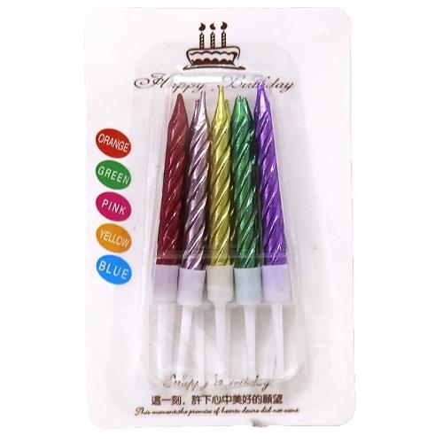 10 LU KÜÇÜK BURGULU RENKLİ MUM 7.5 CM PK:50 KL:600