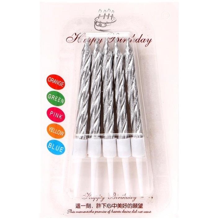 10 LU KÜÇÜK BURGULU GÜMÜŞ MUM 7.5 CM PK:50 KL:600