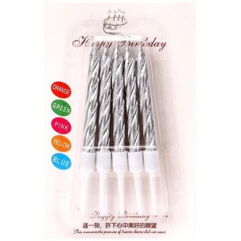 10 LU KÜÇÜK BURGULU GÜMÜŞ MUM 7.5 CM PK:50 KL:600