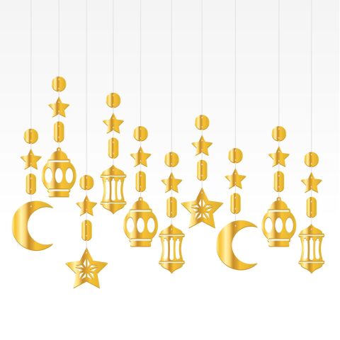 10 LU METALİZE RAMAZAN TAVAN SÜSÜ