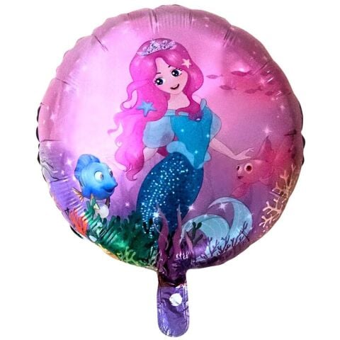 18 İNC YUVARLAK DENİZ KIZI FOLYO BALON  43*43