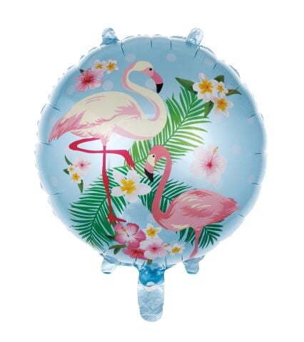 18 İNC YUVARLAK FLAMİNGO MAVİ FOLYO BALON  43*43