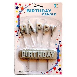 HAPPY BİRTHDAY GÜMÜŞ PASTA MUMU