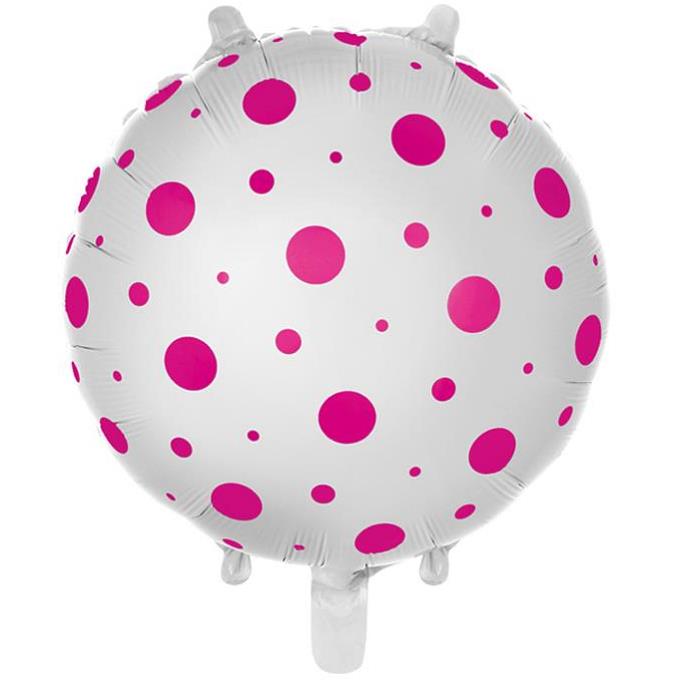 18 İNC YUVARLAK PUANLI PEMBE FOLYO BALON 43*43