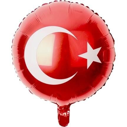 18 İNC YUVARLAK TÜRK BAYRAĞI FOLYO BALON  45*45