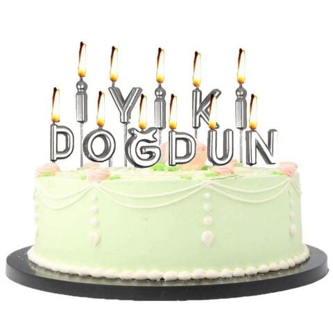 İYİKİ DOĞDUN GÜMÜŞ MUM  PK:12 KL:600