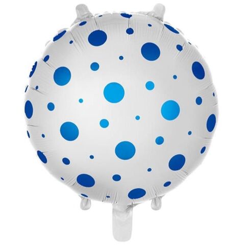 18 İNC YUVARLAK PUANLI MAVİ FOLYO BALON 43*43