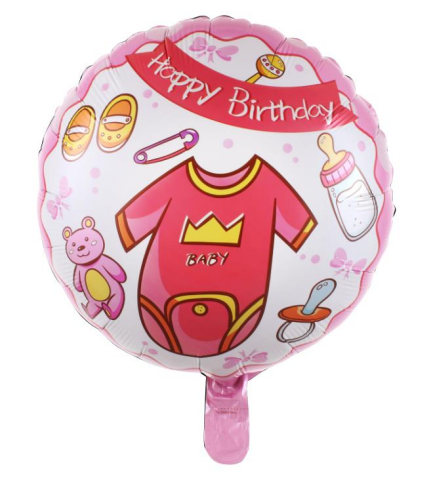 18 İNC YUVARLAK BABY PEMBE RENK FOLYO BALON  43*43