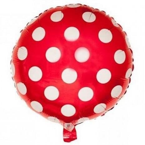 18 İNC YUVARLAK PUANLI KIRMIZI FOLYO BALON 43*43