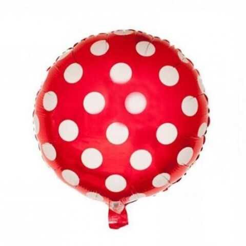 18 İNC YUVARLAK PUANLI KIRMIZI FOLYO BALON 43*43