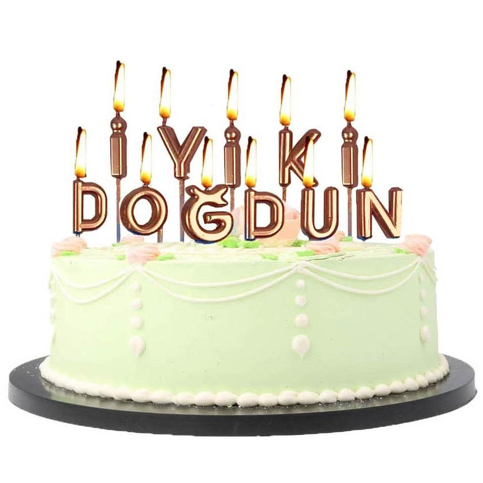 İYİKİ DOĞDUN ROSEGOLD MUM  PK:12 KL:600
